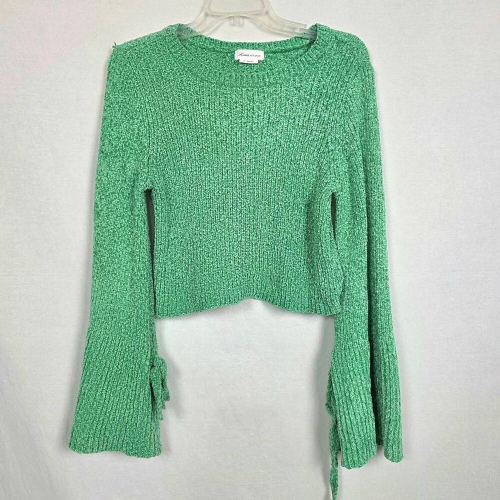 Lovers + Friends M Green Chenille Crop Bell Sleeve